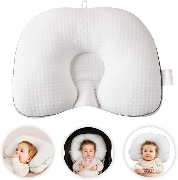 Baby Head Pillow, Soft Neck Support for Car Seat Stroller, White | Amazon (US)