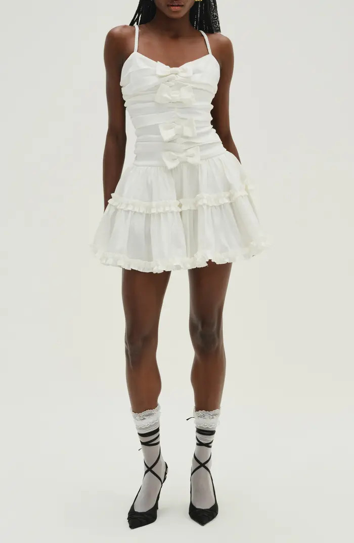 For Love & Lemons Whipped Cream Bow Detail Taffeta Minidress | Nordstrom | Nordstrom