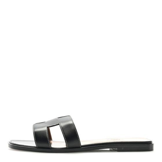 Box Calfskin Oran Sandals 39 Black | FASHIONPHILE (US)