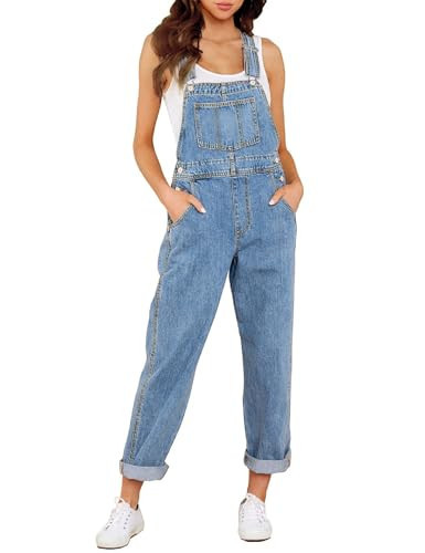 SPSHODOW Women's Loose Denim Bib Overalls Summer Casual Denim Jumpsuit Adjustable Strap Jean Overalls with Pockets | Amazon (US)