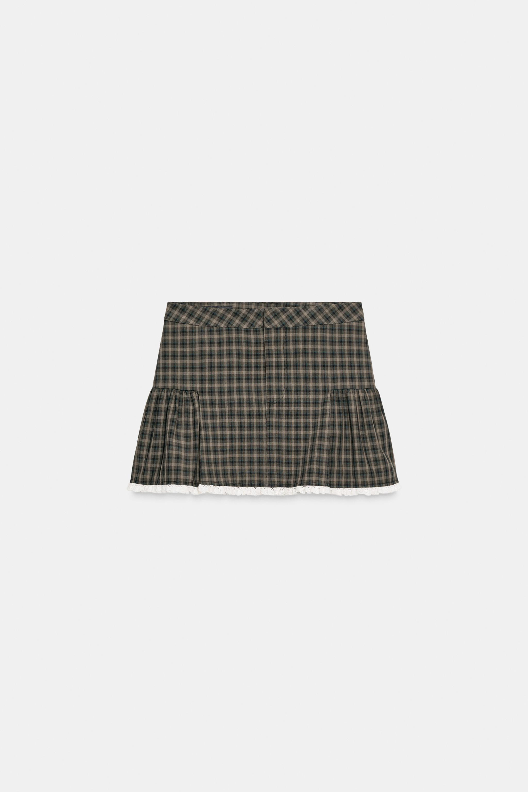 PLAID LACE MINI SKIRT | Zara US