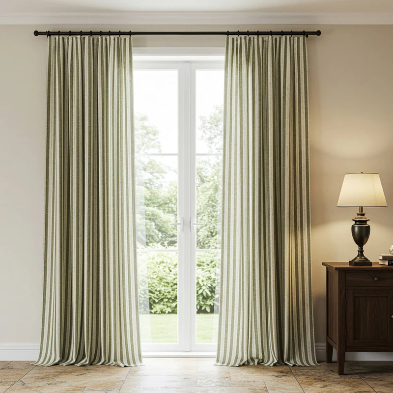 Alfred Stripe Linen Custom Curtains | Curtarra