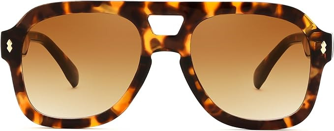 FEISEDY Retro Thick Aviator Sunglasses for Women Men, Large Vintage Classic Shades Square Pilot S... | Amazon (US)