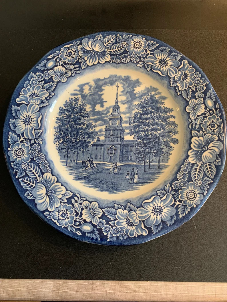 Liberty Blue dinner plates. Independence Hall | Etsy (US)