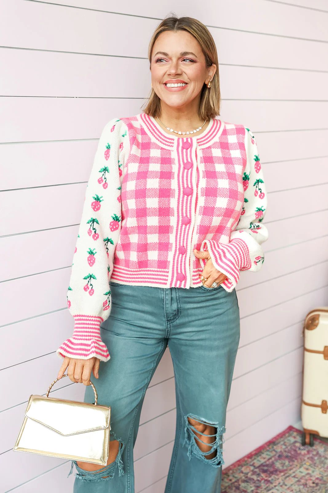 Strawberry Shortcake Cardigan | Pink possum