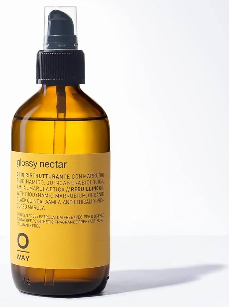 0way Glossy Nectar, Made in Italy, Biodynamic Ingredients - Organic Black Quinoa and Ethical Marula Oil for Hair & Shine (5.4 oz) | Amazon (US)