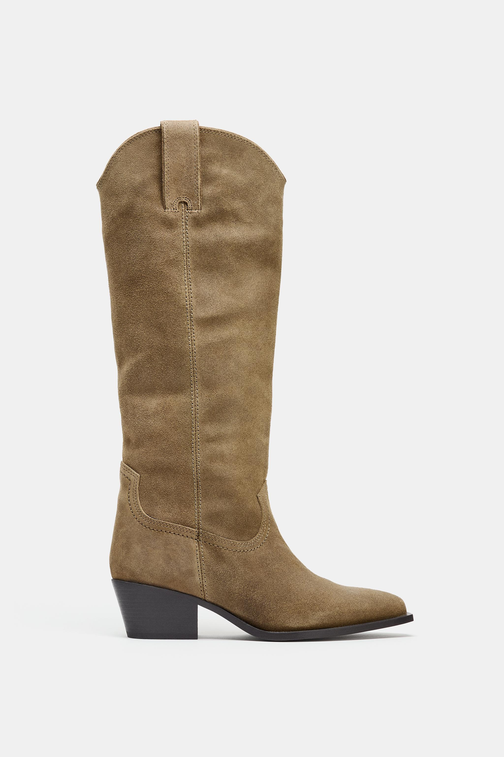 SPLIT LEATHER HIGH-HEELED BOOTS | Zara US
