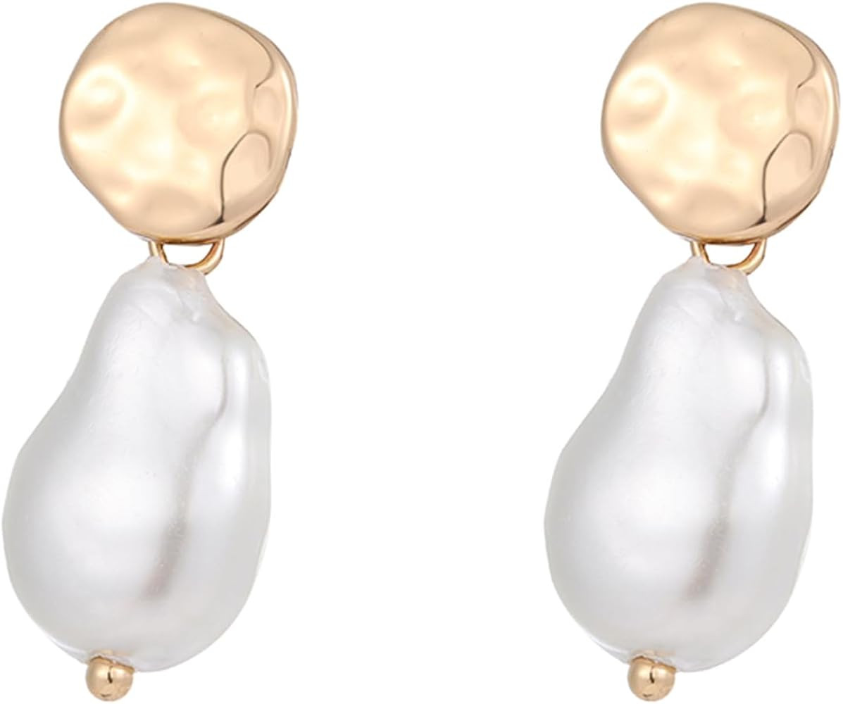 Statement Pearl Dangle Earring Luxury Chandelier Earring Gold and Pearl Earring Organic Style Ear... | Amazon (US)