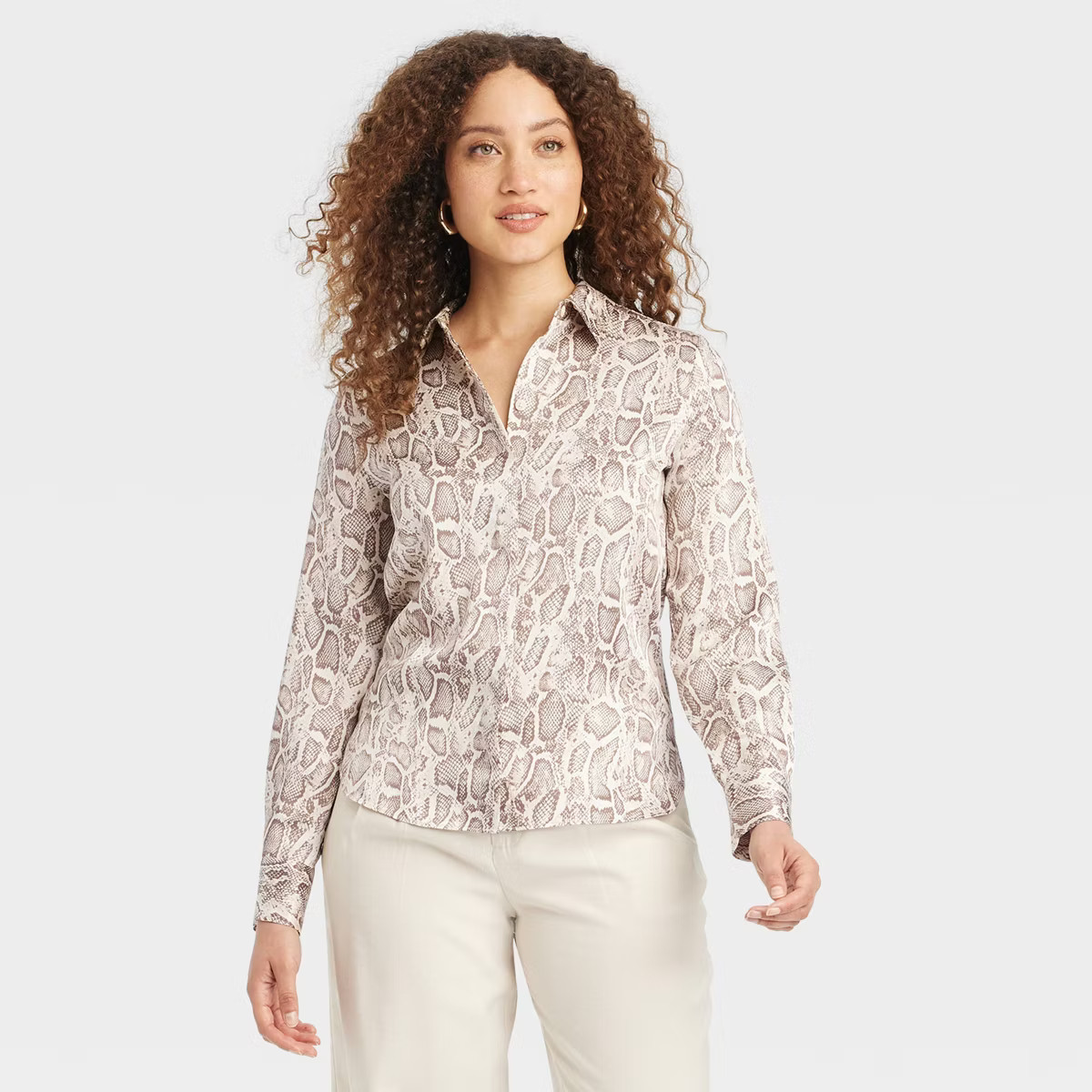 Women's Long Sleeve Satin Button-Down Shirt - A New Day™ | Target
