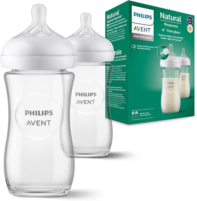 Philips Avent Natural Response Glass Baby Bottle - 2X 240ml Baby Milk Bottle, BPA Free for Newbow... | Amazon (UK)