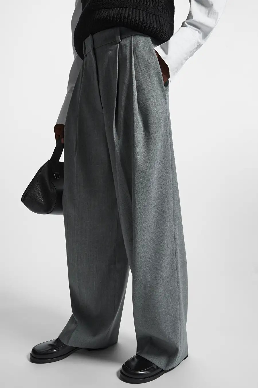 WIDE-LEG TAILORED WOOL TROUSERS - GREY - COS | COS (EU)