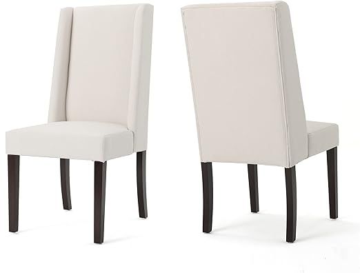 GDFStudio Christopher Knight Home Rory Fabric Dining Chairs, 2-Pcs Set, Ivory / Brown | Amazon (US)