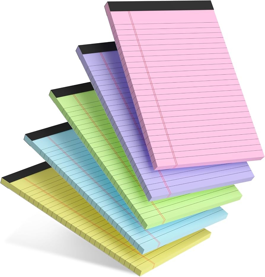 AILZFEI 5pcs Colored Note Pads 5x8 College Ruled Small Legal Pads Paper Notepads 5 Pack Study Bac... | Amazon (US)