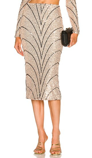 x REVOLVE Leonie Midi Skirt in Champagne & Black | Revolve Clothing (Global)