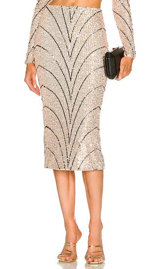 x REVOLVE Leonie Midi Skirt in Champagne & Black | Revolve Clothing (Global)