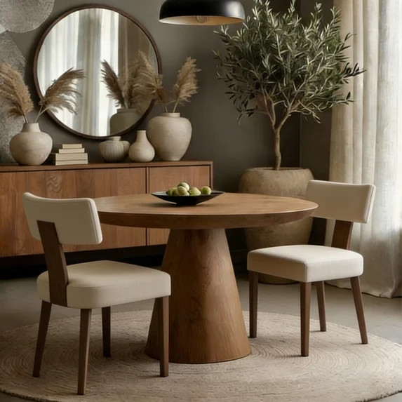 Guyou Dining Chairs Set of 2, Mid-Century Modern Linen Upholstered Kitchen Chairs with Curved Bac... | Walmart (US)
