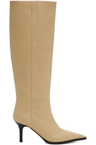 Beige Tula Leather Tall boots | SSENSE