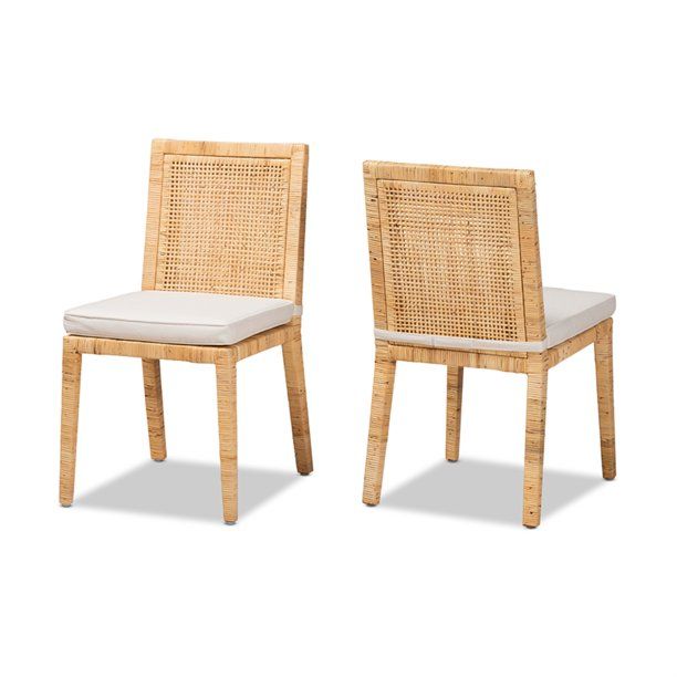 Baxton Studio Sofia Modern and Contemporary Natural Finished Wood and Rattan 2-Piece Dining Chair... | Walmart (US)