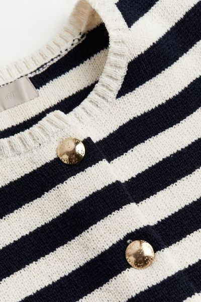Short-sleeved Cardigan - Cream/striped - Ladies | H&M US | H&M (US + CA)
