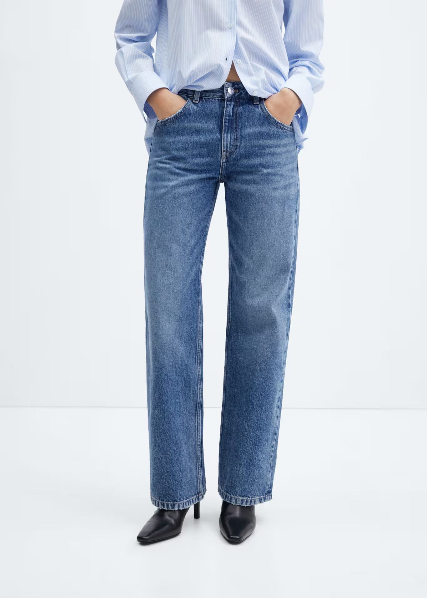 Mid-rise straight jeans | MANGO (US)