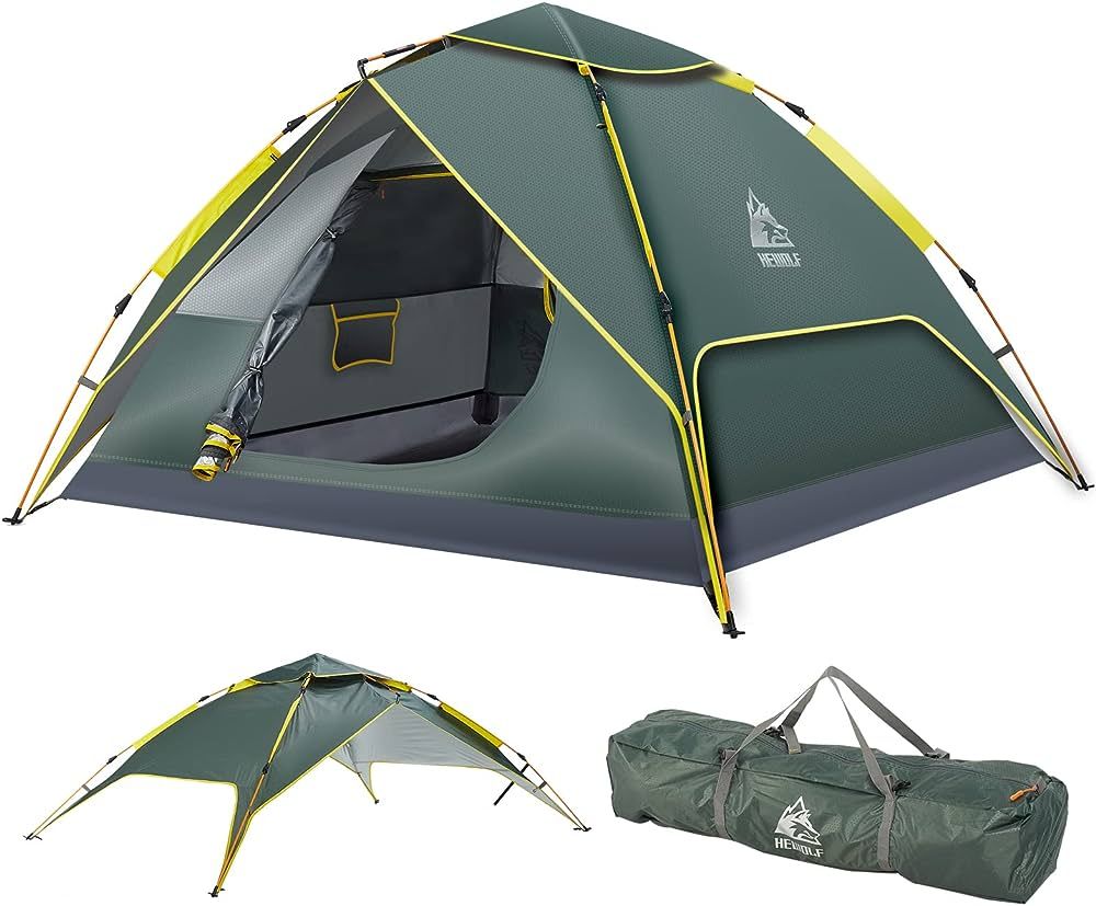 Hewolf Camping Tent Instant Setup - 2/3/4/5 Person Waterproof Lightweight Pop up Dome Tent Easy u... | Amazon (US)