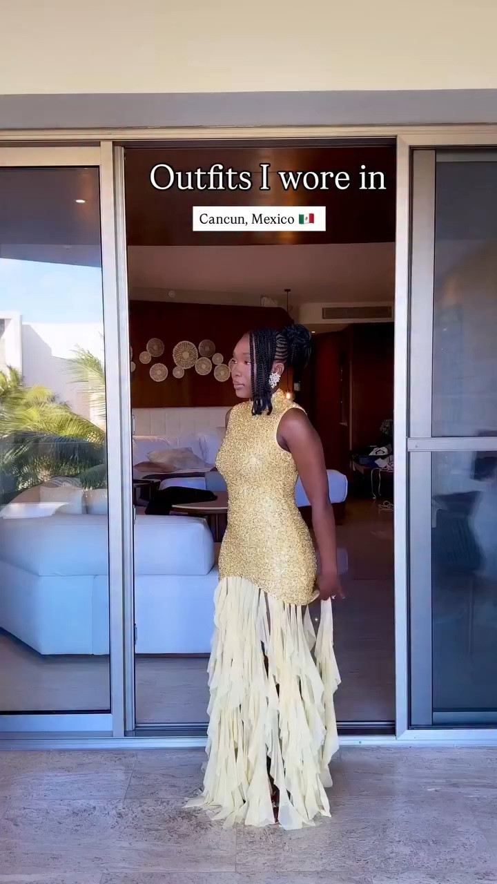Which outfit is your favourite?

1. Yellow dress @fashionnova 
2. Shirt @ pants @shein_ca  and bag @crochet_by_tere 
3. Crochet multi-colour dress @_.kala.crochet._ 
4. All white outfit - top @shein_ca pants @hm  shoes @callitspring 
5. Yellow beach cover up - Winners 
6. Black dress @shein_ca 
7. Blue dress @shein_ca 

#vacattionoutfit #resortwear #vacationoutfitmexico