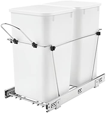 Rev-A-Shelf RV-15KD-11C-S Double 27-Quart Chrome Wire Bottom Mount Pullout Kitchen Waste Trash Ca... | Amazon (US)