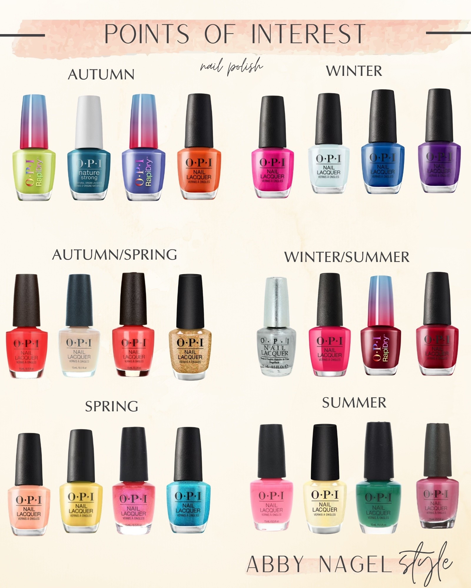 Nail polish in your best colors adds a pop of color and point of interest to your look!