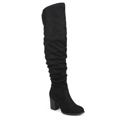 Journee Collection Womens Kaison Wide Calf Stacked Heel Over The Knee Boots | Target