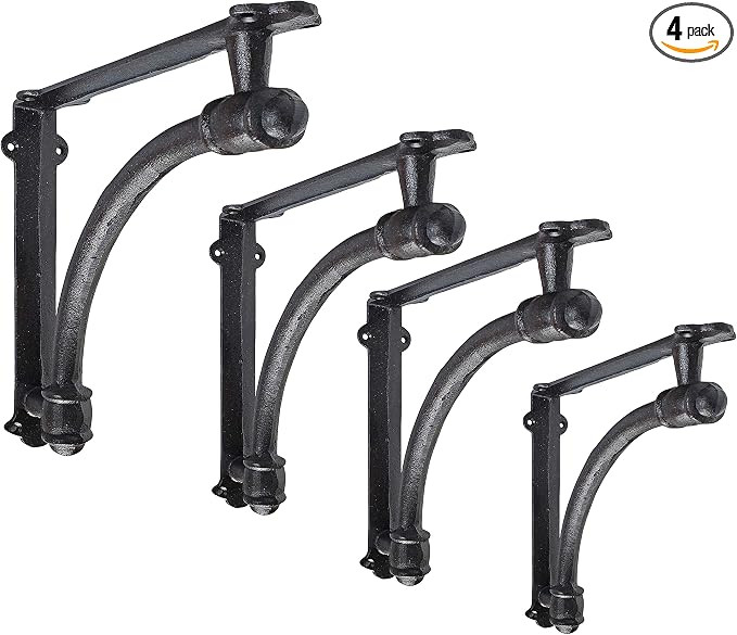 NACH js-90-064S Small 5.5x1.2x5.5inch. Pack of 4. Half Round Wall Shelf Bracket, Black, 4 Count | Amazon (US)