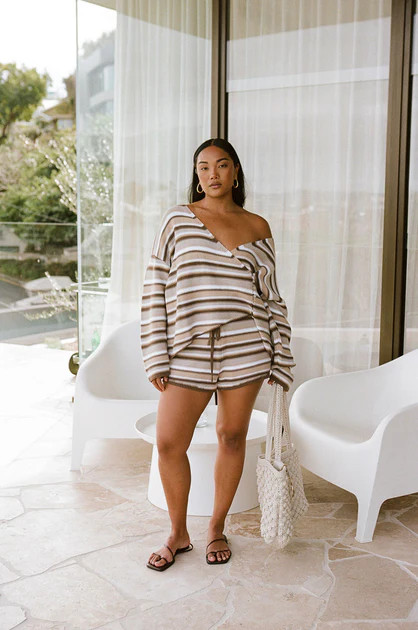 Zessi Knit Top - Cocoa Stripe | SABO SKIRT (Global)