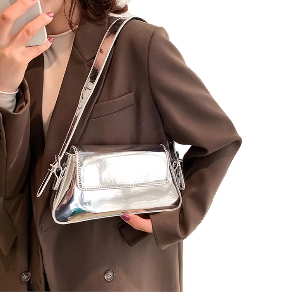 Metallic Pu Trendy and Personalized Small Bag, Simple Women'S Bag, Shoulder Bag, Crossbody Bag(Si... | Walmart (US)