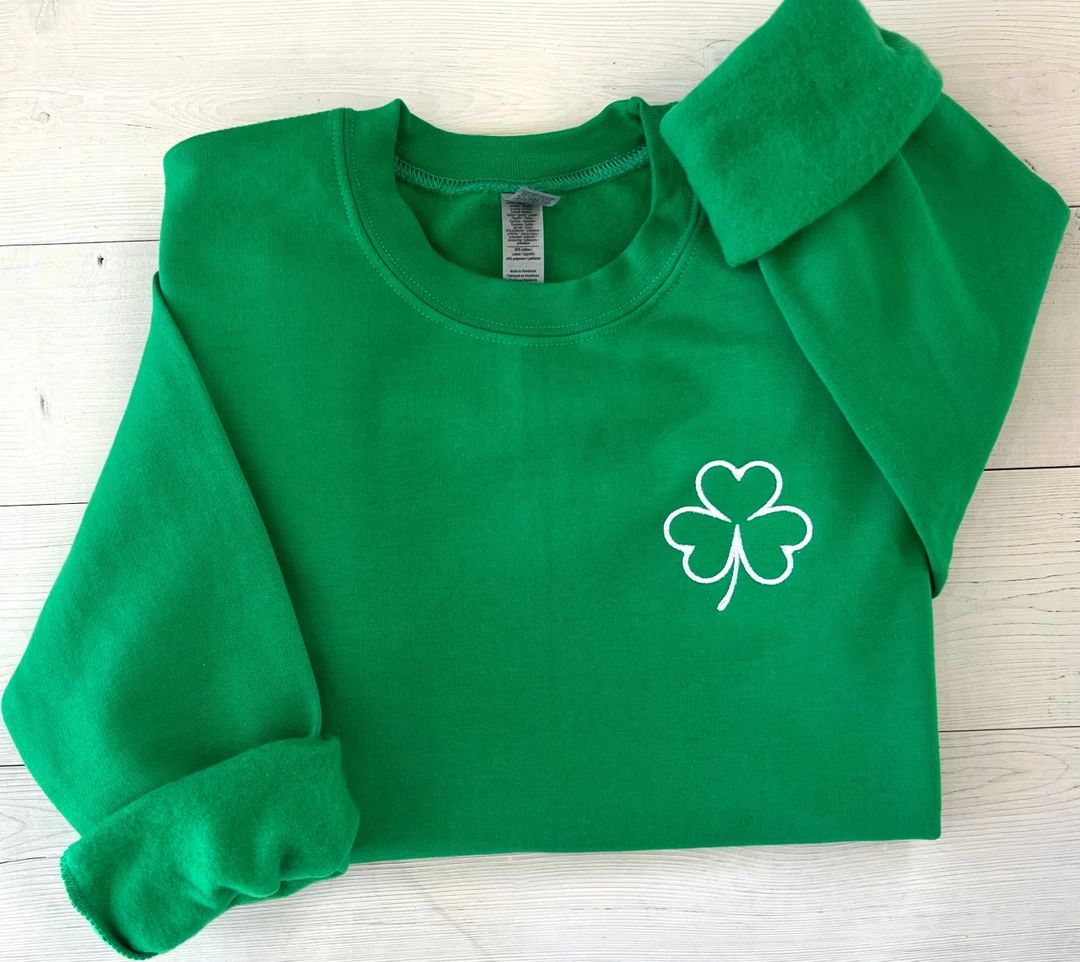 Shamrock Embroidered Sweatshirt, Women's St. Patrick's Day Sweatshirt, Embroidered St. Patty's Da... | Etsy (US)