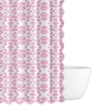 Laura Park Chintz Pink Scalloped Shower Curtain - Pink Multi | Dillard's