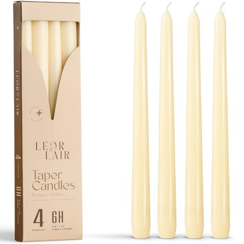 Leor & Lair Ivory Taper Candles - 4 Pack 10" Ivory Candlesticks - Unscented Cream Candle Sticks for Home Decoration, Holiday Tables, Weddings, Restaurants & Business Events | Amazon (US)