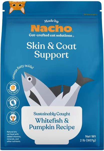 MADE BY NACHO Skin & Coat Support Sustainably Caught Whitefish & Pumpkin Recipe Dry Cat Food, 2-l... | Chewy.com