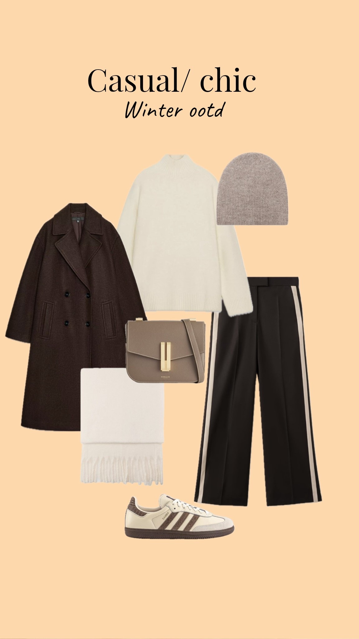 Casual chic winter outfit outfits

Brown trousers, Crossbody bag, casual outfit every day outfit chic outfit, winter outfit, winter styling wool hat, D’Amelio bag, brown coat, wall coat, cozy outfit

#LTKstyletip #LTKwinter