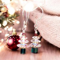 Fine Austrian Crystal Christmas Tree Earrings On Sterling Silver Hooks | Etsy (US)