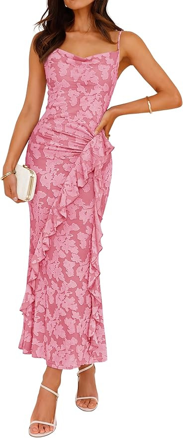 ZESICA Women's Summer Floral Sleeveless Bodycon Dress 2026 Square Neck Ruched Wedding Guest Party... | Amazon (US)