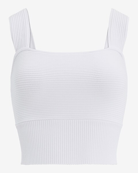 Ribbed Fitted Square Neck Sweater Tank | Express