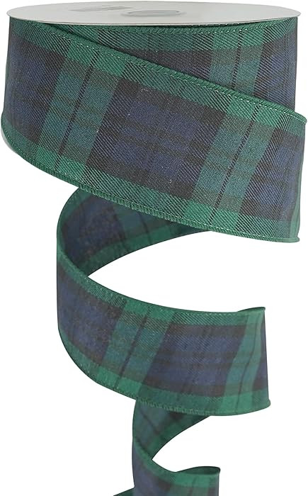 MEEDEE Blue and Green Plaid Ribbon 2.5 Inch Buffalo Plaid Wired Ribbon 2.5 Inch Navy and Green Pl... | Amazon (US)