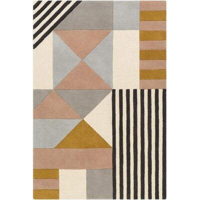 Surya Emma 2 x 3 Rose/mustard Indoor Geometric Mid-Century Modern Handcrafted Area Rug | Lowe's
