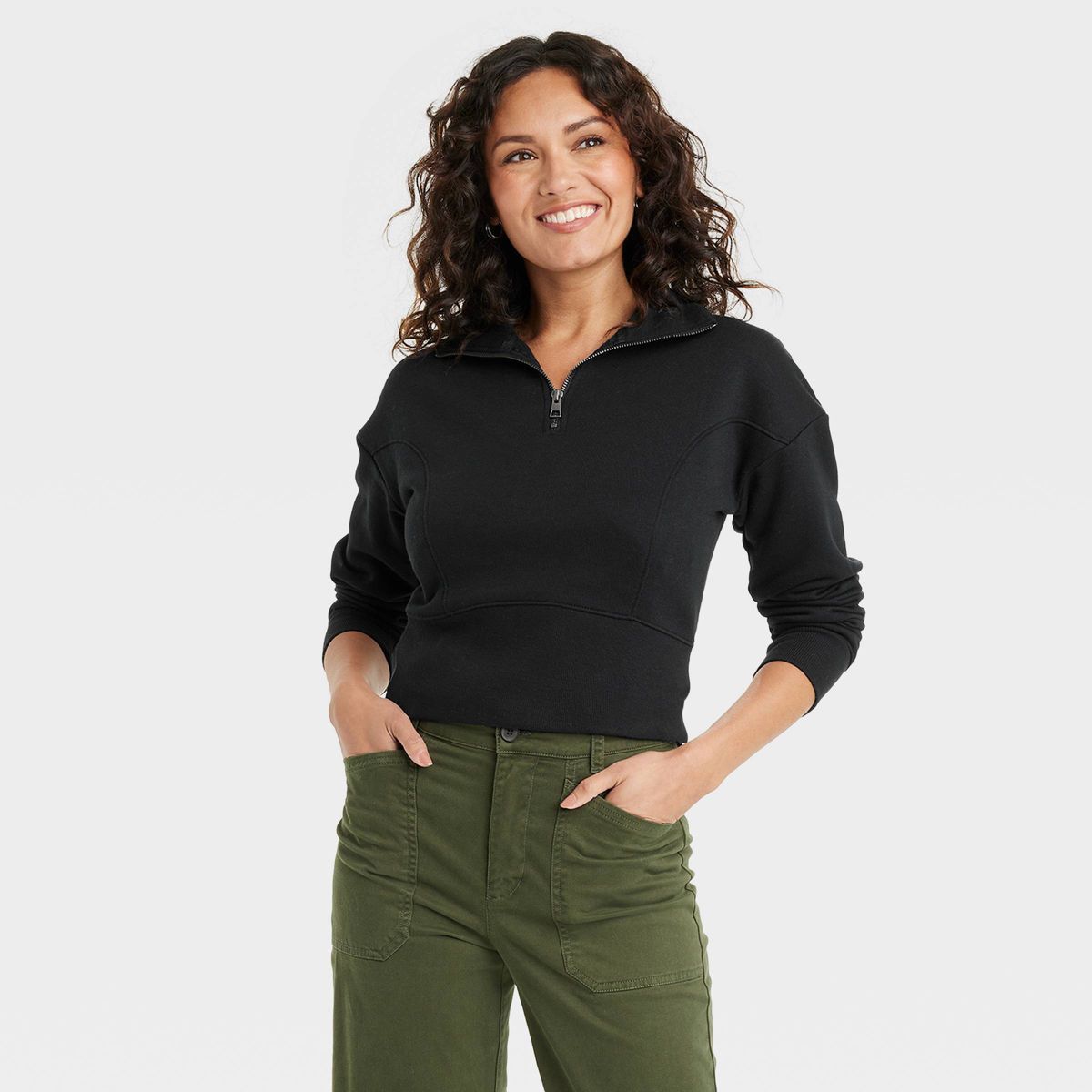 Women's Cropped Quarter Zip Sweatshirt - Universal Thread™ | Target