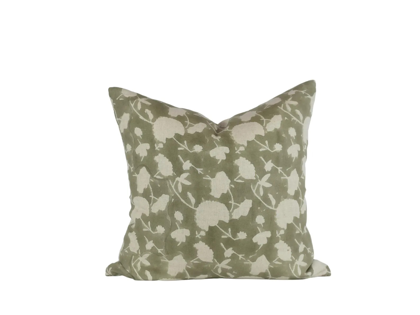 Hand Block Printed Floral Linen Pillow Cover - Kaylee | Etsy (US)