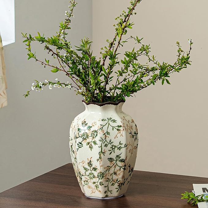 Ceramic Flower Vase for Home Decor, Vintage Green Decorative Vase 6.7 Inch | Amazon (US)