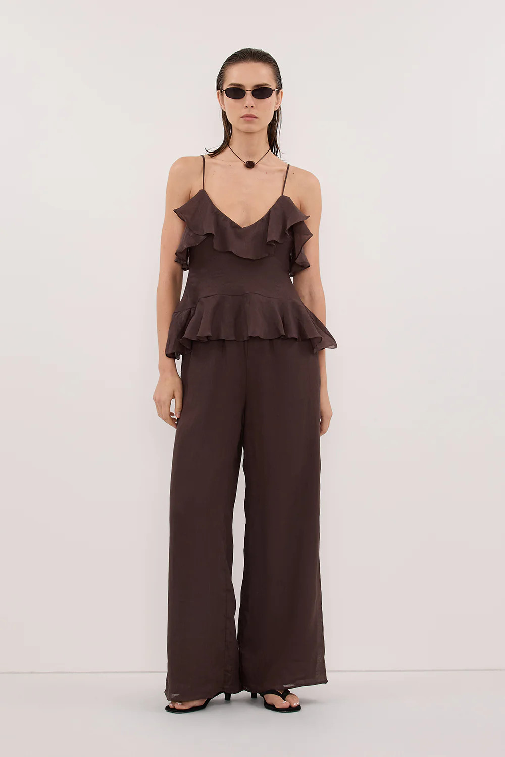 SARA DARK CHOC RAMIE CAMI TOP | DISSH