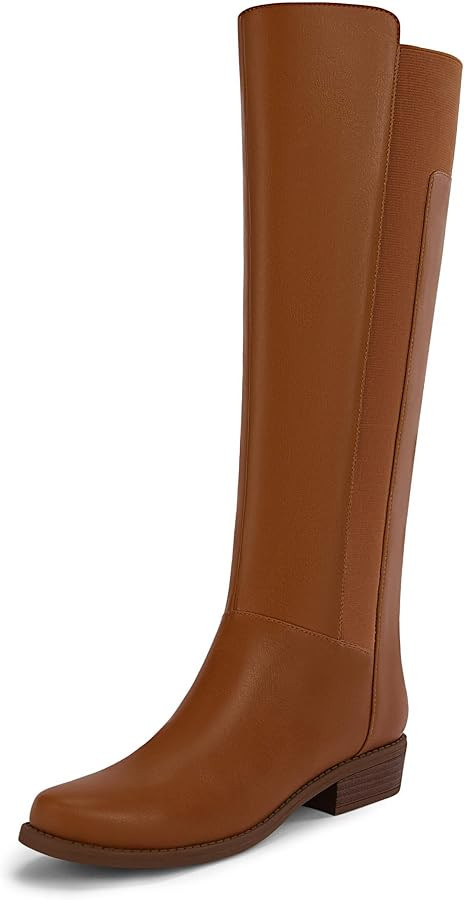 Rilista Women's Knee High Boots Low Heel Riding Boots Block Flat Calf Boot Shoes | Amazon (US)
