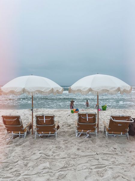Beach chairs and umbrellas 