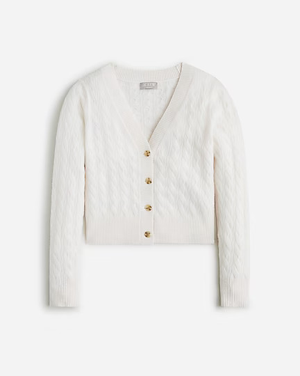 Cashmere shrunken cable-knit V-neck cardigan sweater | J. Crew US