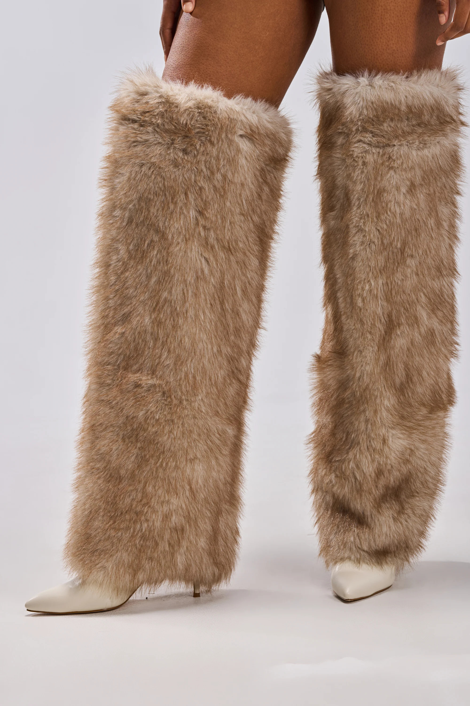 AZALEA WANG LAGANN BONE THIGH HIGH FUR LUXE BOOT | AKIRA